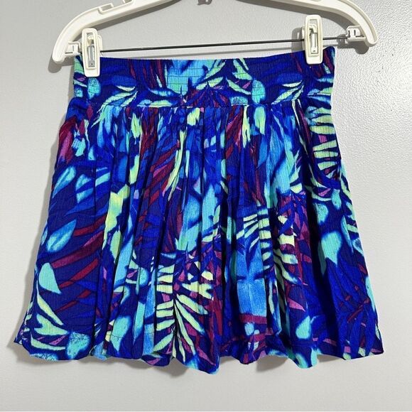 Aeropostale Mini Skirt Cotton Blue Tropical Hawaiian size M - Picture 7 of 7